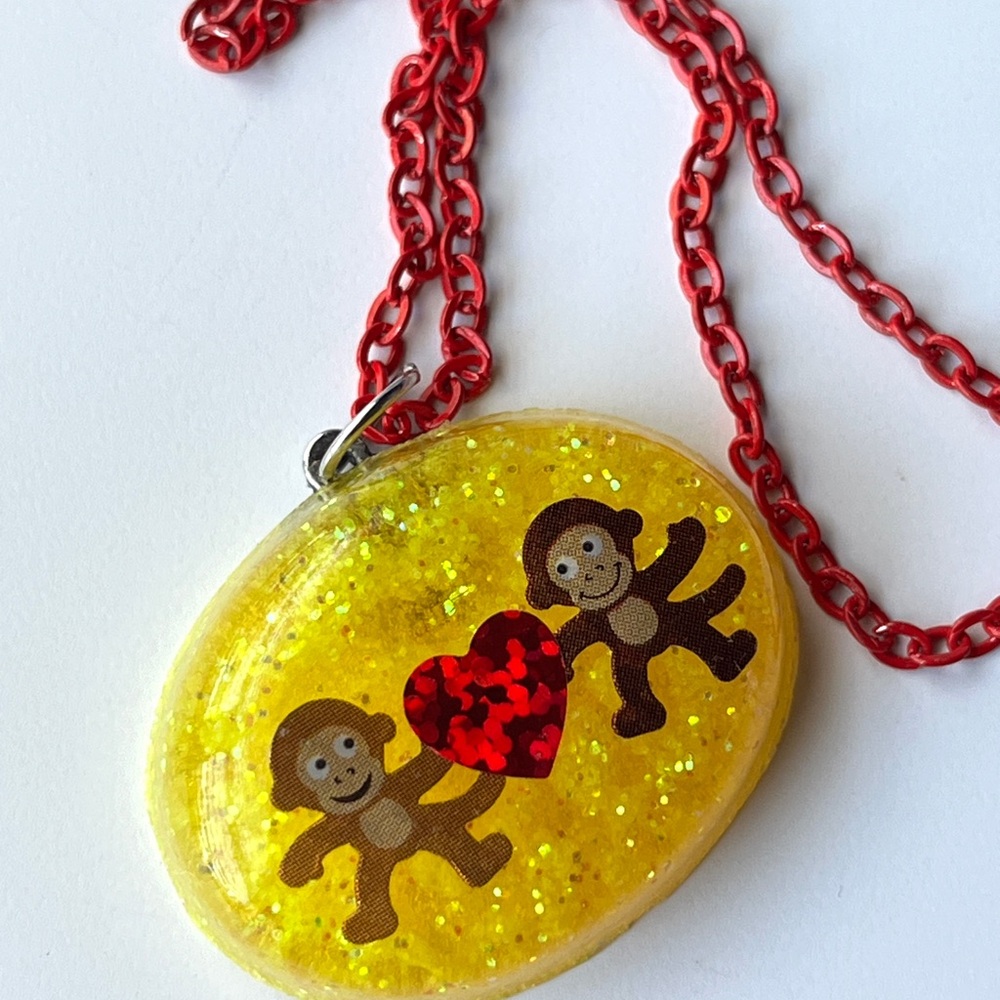Resin Monkey Pendant Necklace